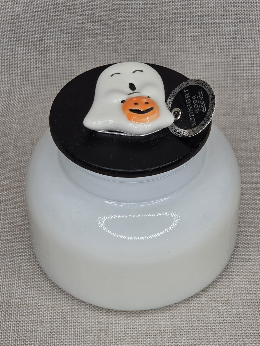 Mudnight Hour Halloween White Ghost Jar Scented Candle Pumpkin Accent New